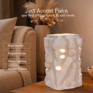 โคมไฟตั้งโต๊ะเซรามิกทำมือ ดีไซน์ลายปะการังสุดสร้างสรรค์ พร้อมดีไซน์โปร่งลายฉลุที่เป็นเอกลักษณ์ โคมไฟประติมากรรมศิลปะสมัยใหม่ - Product Image 5