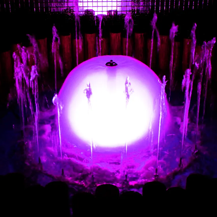 Forma redonda RGB luces de Control de música, fuentes de agua al aire libre bailando Fontaine jardín