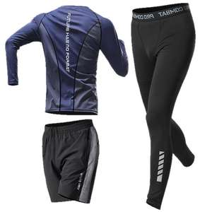 Explosiver Laufsportanzug Unisex Herbst Schnelltrocknende Strumpfhose Hochelastische Kompressions-Leggings Langarm Fitness 2-in-1 Design - Product Image 5