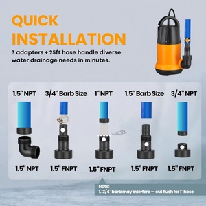 <span class=keywords><strong>Pompe</strong></span> à eau submersible basse pression 1,5 CV avec <span class=keywords><strong>kit</strong></span> de tuyau de 7,6 m (25 pieds) 4000 GPH, cordon d'alimentation portable OEM pour piscines, étangs de jardin et sous-sols - Product Image 5