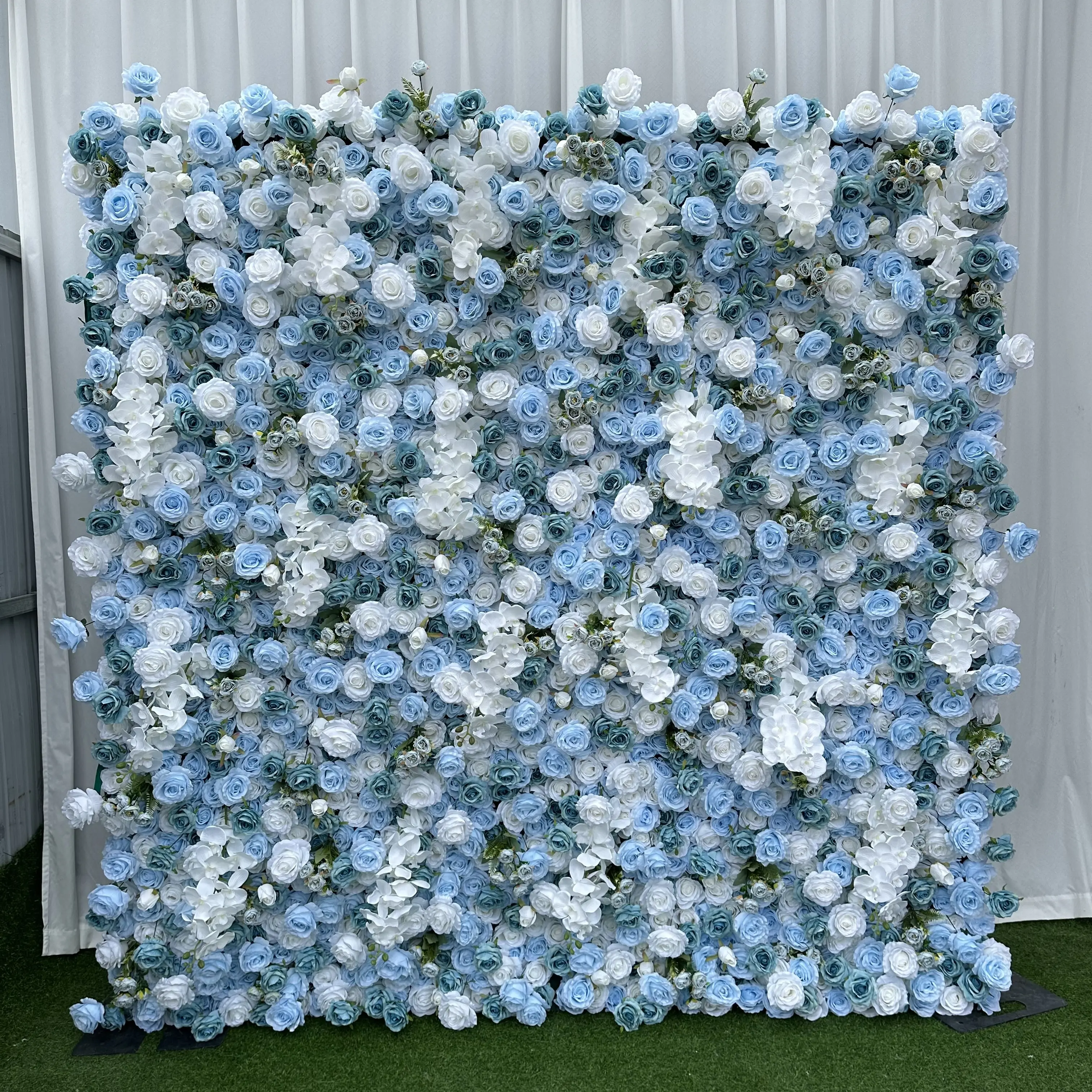 KE-WA006 all'ingrosso della parete dei fiori di nozze sullo sfondo arrotolare la parete del fiore rosa 8 * 8ft 5d 3d della parete del fiore della rosa decorazione della parete