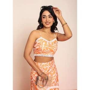 Ensemble coordonné pour femme : Haut tube imprimé et jupe détaillée – Tenue deux pièces élégante et fluide, look tendance, coupe confortable - Product Image 6