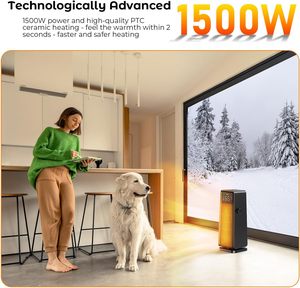 Máy sưởi điện mạnh mẽ 1500W, khuyến mãi nóng, có điều khiển từ xa, dùng cho phòng ngủ, văn phòng, sử dụng trong nhà, tích hợp quạt - Product Image 2