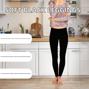 Leggings Negros Sólidos Súper Suaves de 230 g/m², Cintura Alta, Estampado Acuático, Doble Cara Cepillada, Poliéster y Spandex, Ultra Suaves para Mujer - Product Image 2