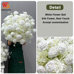Arreglo Floral Clásico de Rosas Blancas en Forma de Bola, con Rosas Artificiales de Seda, Tamaño Personalizable para Decoración de Mesa de Boda - Product Image 2