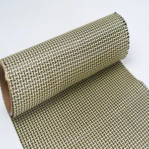 High Performance Fabric Yellow Black Carbon Aramid Hybrid Mix Fabric