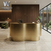 Mostrador de Recepción de Metal Forjado a Medida, Barra de Bar de Acero Inoxidable SS304, Mesa de Trabajo Impermeable, Expositor para Diseño de Interiores de Hotel