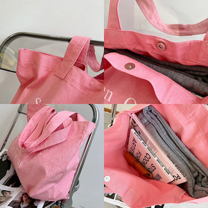 Large Cotton Canvas <b>Tote</b> <b>Bag</b> <b>with</b> Zipper <b>Pocket</b> Custom Logo Women's Gift for Shoulder Support Made in China - Product Image 4