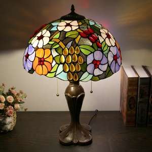 LongHuiJing 16Inch Tiffany Study Retro Warm American Decorative Lamp Living Room Color Glass Luxury Home Table Lamp - Product Image 1