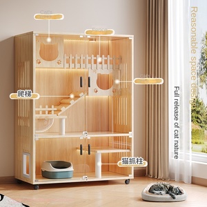 Villa per Gatti a Forma di Gatto, Struttura per Arrampicata, Gabbia Interna, Casetta, Armadio, Nido Panoramico - Product Image 2