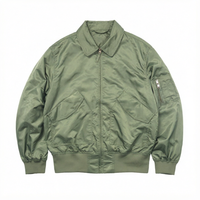 Blousons Bomber Verts en Nylon pour Hommes – Légers, Style Aviateur, Fermeture Éclair Intégrale, Col Montant, Épaisseur Standard, Décontractés, Streetwear