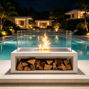 Cheminée au bioéthanol double face design avec flamme large réglable et verre de sécurité pour villa, salon, hôtel, restaurant - Product Image 4