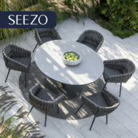 Ensemble de table et chaises de jardin en aluminium de luxe moderne de haute qualité 2026, tissu imperméable, table de jardin d'extérieur