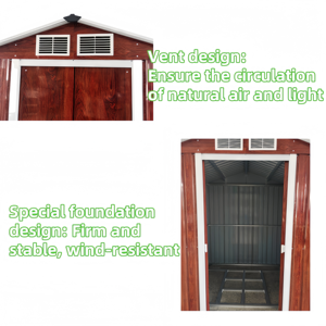 Rangement d'outils galvanisé facile à assembler <span class=keywords><strong>Abri</strong></span> <span class=keywords><strong>de</strong></span> <span class=keywords><strong>jardin</strong></span> Grain <span class=keywords><strong>de</strong></span> bois Pression Nature <span class=keywords><strong>Porte</strong></span> <span class=keywords><strong>coulissante</strong></span> Toit pour rangement extérieur - Product Image 3