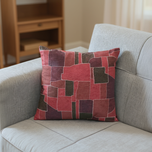 Coussin en daim synthétique Antelina, rouge bordeaux, 45*45, imprimé, pour sièges et décoration - Product Image 2