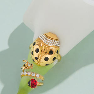 Bagues <span class=keywords><strong>vintage</strong></span> en pierres précieuses pour femmes, bague <span class=keywords><strong>coccinelle</strong></span> en zircon, plaqué or PVD, bijoux en acier inoxydable imperméable, <span class=keywords><strong>accessoires</strong></span> ALN25121479 - Product Image 4