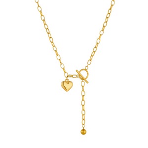 European American Trend Minimalist Irregular Chain Ot Buckle Heart Pendant Stainless Steel Punk Necklace - Product Image 5