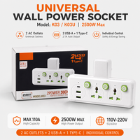 Stop Kontak Universal Multifungsi Ekstensi Daya 2 Outlet USB 2M Kabel Dapat Disesuaikan Stasiun Pengisian Daya Garasi