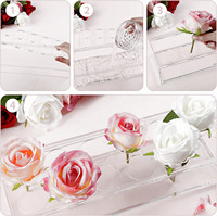 Neue Klare Lange Rechteckige Kristallvase für Esstisch-Mittelstücke, Florale Dekoration für Feiertage und Hochzeiten, Blumenarrangements