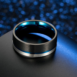 Men's Black And Blue Geometric <b>Ring</b> K R237 Daily Fashion Jewelry - Product Image 4
