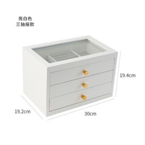 Solid wood jewelry <b>box</b>, large capacity, walnut wood color, drawer pull-out storage <b>box</b> for <b>earrings</b>, pendants, and jade. - Product Image 4
