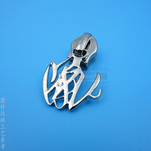 Tirettes de fermeture éclair métalliques creuses personnalisées avec logo lettre, tête semi-automatique en nickel brillant pour sacs, vêtements et textiles de maison - Product Image 3