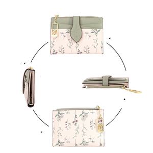 Portefeuille Femme Tendance à Motifs Floraux Grande Capacité en Cuir PU, Porte-Cartes Intégré, Porte-Monnaie Fin à Fermeture Éclair, Élégant avec Bouton Pression Feuille en Polyester - Product Image 2