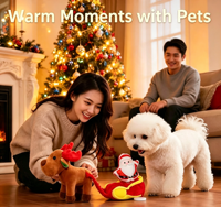 Jouet de Noël interactif pour chien en peluche 2026 : renne et traîneau couineurs pour jeu de la corde et de la bataille de la corde