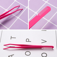 Pince à épiler pour sourcils en acier inoxydable à pointe en fibre en forme de L à 45 et 90 degrés, marque privée