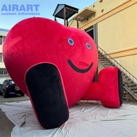 Personnage de cœur rouge gonflable de décoration de la Saint-Valentin, ballon gonflable en peluche de dessin animé