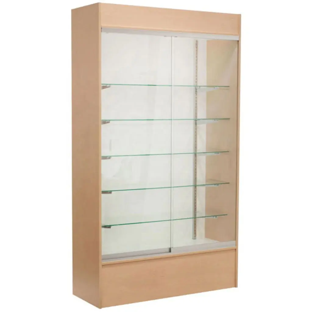KEWAY Custom 4*8ft Fully Assembled Wall Unit Display Cabinet MDF Board Wooden Display Showcase with Sliding Glass Doors
