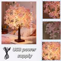 Lampe Premium en forme d'arbre de cerisier 47cm, LED, éclairage Sakura Bonsaï, alimentation USB, veilleuse décorative pour chambre, maison, cadeau