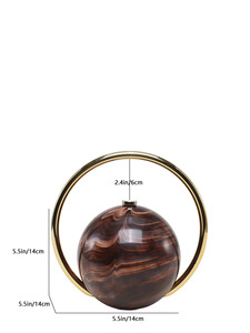 Bolso de mano esférico de acrílico con patrón de mármol, asa circular, bolso de noche, bandolera para fiesta - Product Image 3
