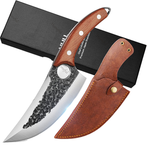 バイキングシェフのナイフ手鍛造炭素鋼シャープアジアンキッチンブッチャーウッドハンドル付き肉野菜カット料理用 - Product Image 1