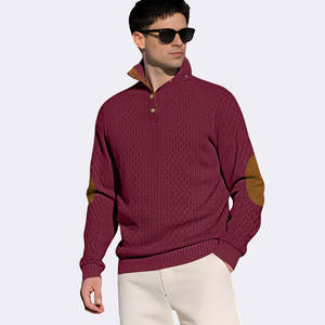 Sweat-shirt pour homme personnalisé de haute qualité en tricot jacquard texturé à col montant à manches longues pour l'extérieur - Product Image 2