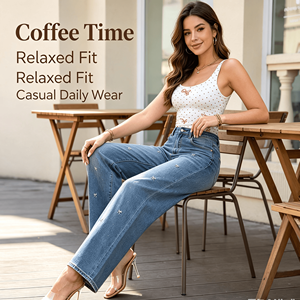 Jeans de Moda para <span class=keywords><strong>Mujer</strong></span>, Corte Recto y Amplio, Azul, Elásticos, de Algodón Suave, Estilo Casual Europeo - Product Image 5