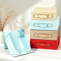 Boîte cadeau pliable en une seule pièce avec poignée en cuir PU de qualité supérieure et fermeture magnétique, en carton rigide, vide, pour mariage et fête - Vente en gros