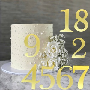 Colore oro 0-9 tutte le età ispessito numero acrilico buon compleanno torta Toppers decorazioni per torte forniture - Product Image 1