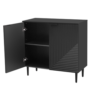 Mueble Auxiliar de Madera Portátil de Estilo Moderno y Minimalista con Estantes Ajustables y Puerta con Diseño Geométrico Elegante para Sala de Estar o Zapatero - Product Image 4