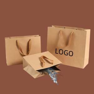 Sacs en papier kraft personnalisés de luxe pour la vente au détail 2025, logo de marque imprimé, écologiques, résistants à la graisse - Product Image 1
