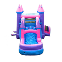 Mega Pink Slide air bouncing rumah Kombo Dengan Kolam tiup kastil pantul dengan perosotan air