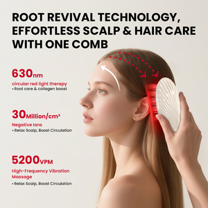 Peigne à <span class=keywords><strong>cheveux</strong></span> électrique LED, ion, thérapie par lumière rouge <span class=keywords><strong>infrarouge</strong></span>, vibration haute fréquence, massage du cuir chevel, logo personnalisé, baguette de <span class=keywords><strong>repousse</strong></span> des <span class=keywords><strong>cheveux</strong></span> - Product Image 3
