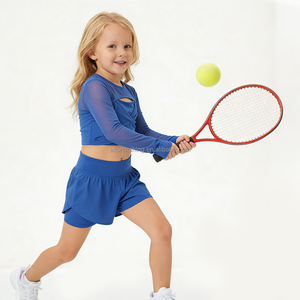 Conjunto de Yoga Casual para Niñas, Top de Manga Larga con Malla y Pantalones Cortos de Doble Capa, Estilo Deportivo para Exteriores, Personalizable en Pequeños Lotes - Product Image 2