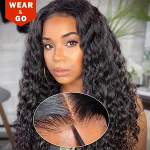 Glueless Pre plucked Human Wigs Ready To Wear Go Full HD Lace Front Wig Water Wave Human Hair 5X5 Lace Closure Wig For Women