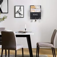 Nouvel Organisateur de Courrier en Bois, Porte-Clés Mural avec Crochets, Étagère Murale Décorative, Boîte de Rangement pour Entrée et Décoration Intérieure