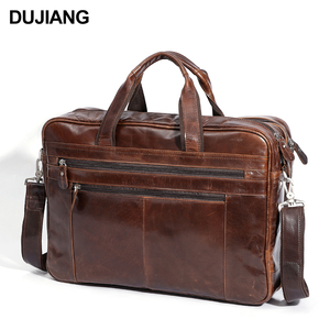 DUJIANG Fashion Vintage Business Shoulder Bag Retro Crossbody Cowhide Genuine Leather Custom <strong>Briefcase</strong> for Men - Product Image 1