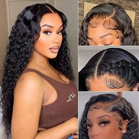 Perruque Lace Front Jerry Curly 13*6, cheveux brésiliens Remy couleur naturelle, brun clair