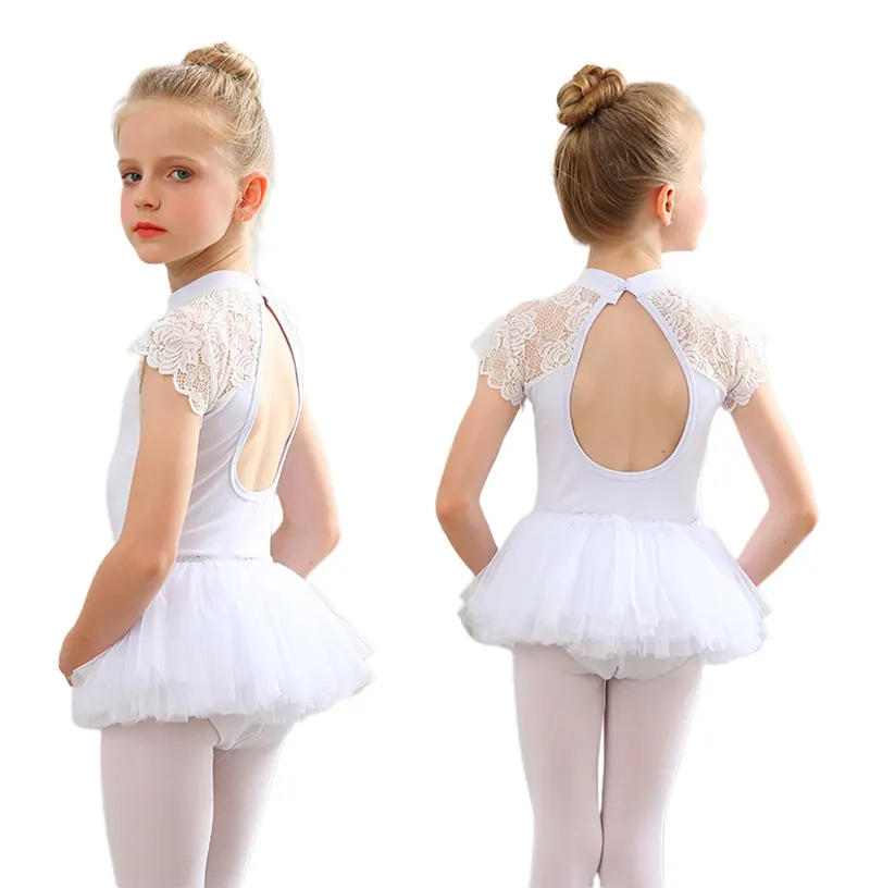 Nuovo arrivo body balletto bianco Set abito da ballo vestito da bambino principessa per bambini balletto Tulle bianco danza Tutu abito per ragazze