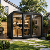 Cabine de jardin préfabriquée 6m² avec panneaux en verre sculptés, structure en acier, isolée et prête à l'emploi
