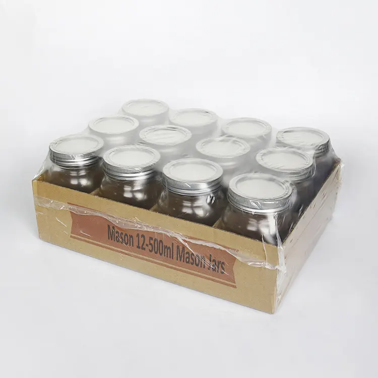 Customized Logo Round Clear Mini Food Storage 4oz 8oz 16oz Wide Mouth Glass Mason Jars With Lid